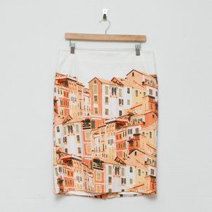 Lord & Taylor • cityscape illustration skirt • size 8
